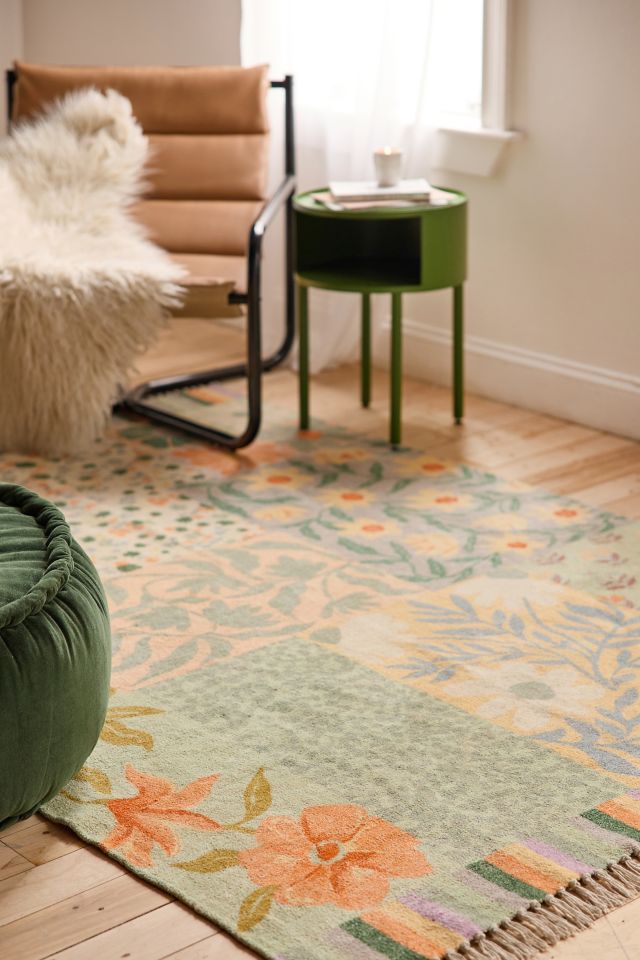 Emma Floral Patchwork Digital Printed Chenille Rug #1