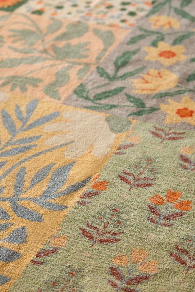 Emma Floral Patchwork Digital Printed Chenille Rug #2