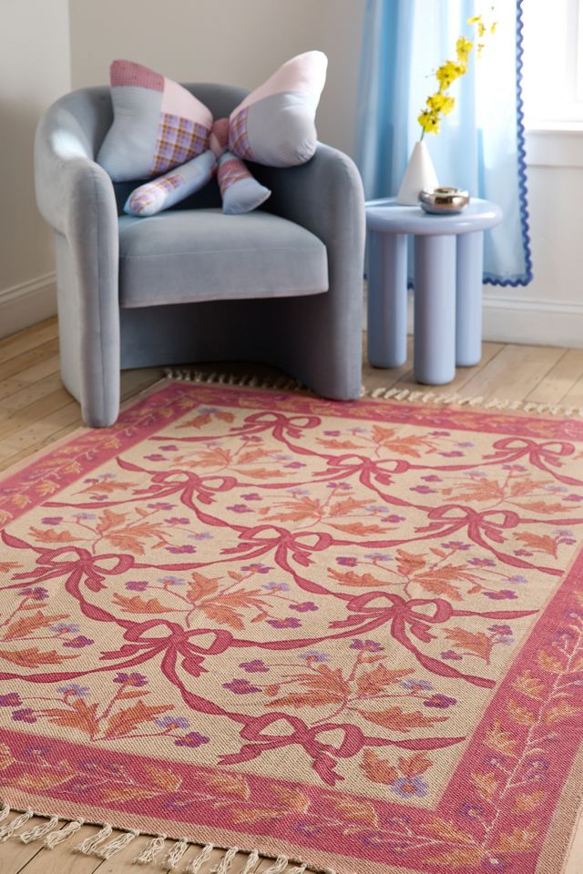 Bow Demask Screen Printed Rug #1