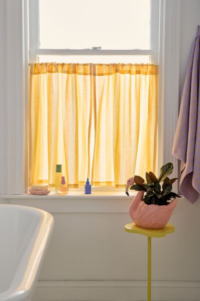 Urban Outfitters Stripe Patterned Café Curtain Set In Yellow At