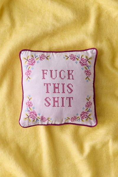 Cheeky Slogan Velvet Embroidered Throw Pillow