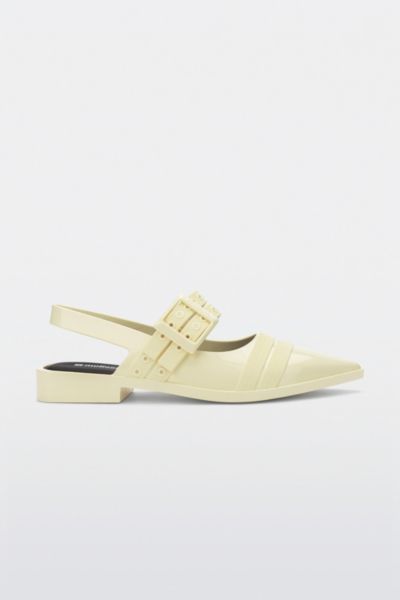 MELISSA LADYLIKE JELLY SLINGBACK MULE IN BEIGE/BLACK, WOMEN'S AT URBAN OUTFITTERS 