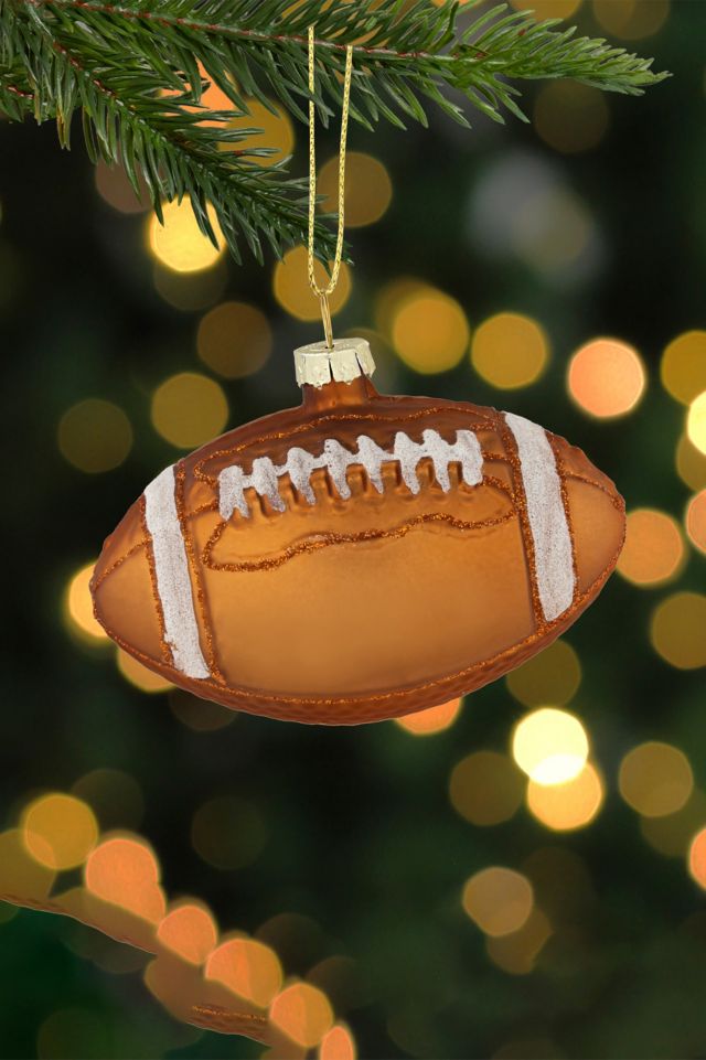 Football Glittered Glass Ornament #1