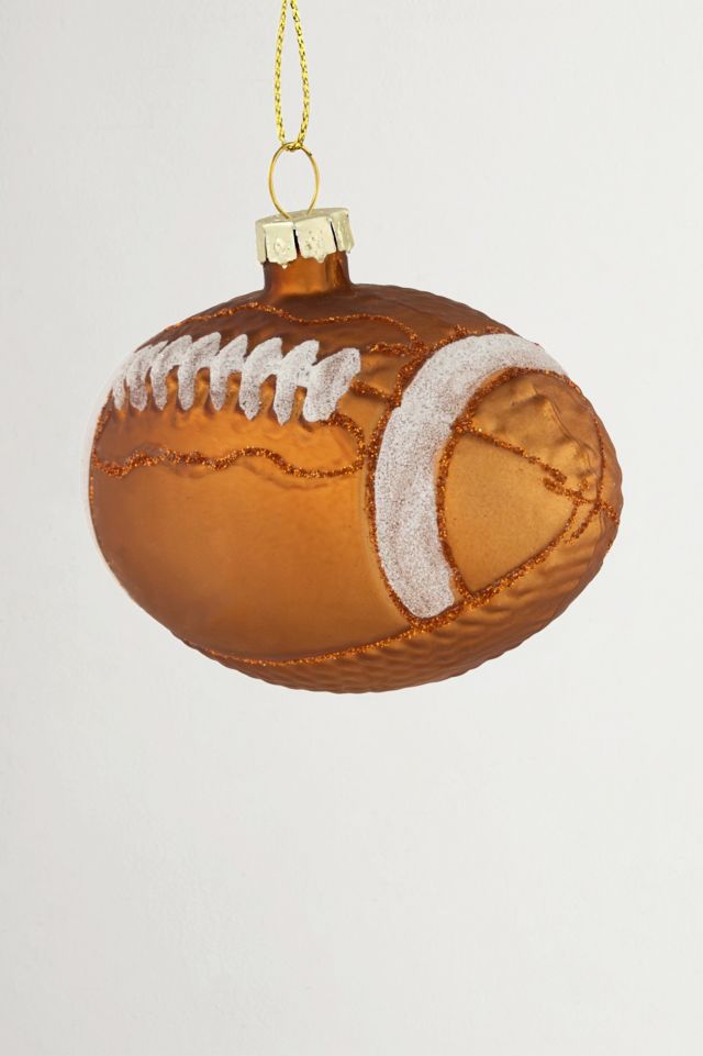 Football Glittered Glass Ornament #2