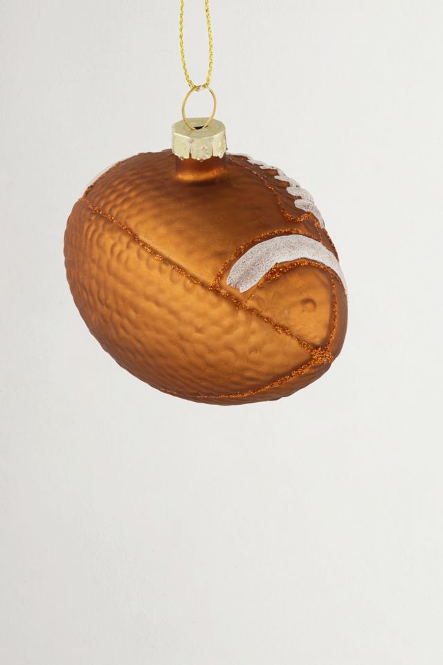 Football Glittered Glass Ornament #3
