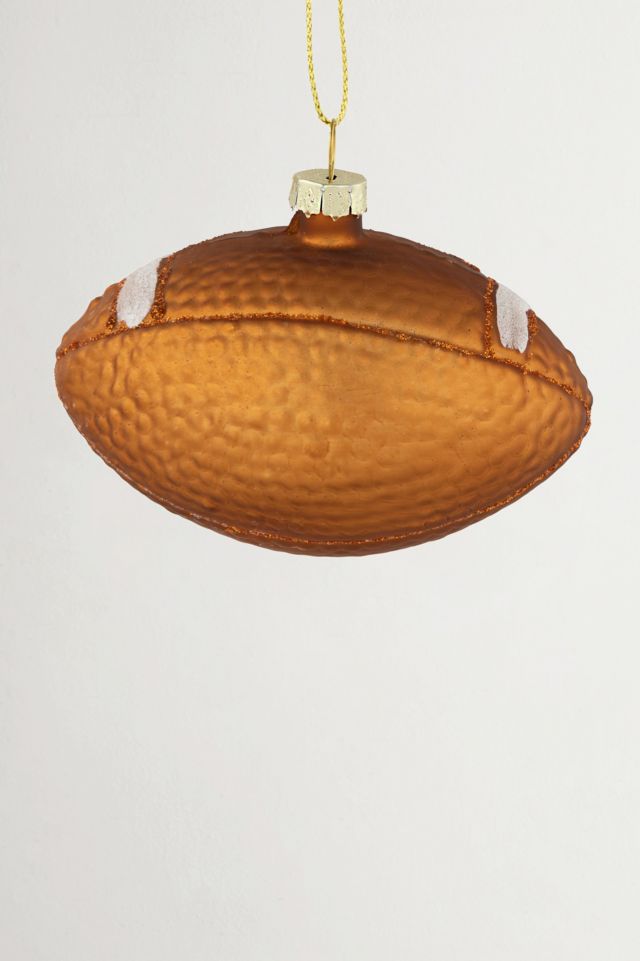 Football Glittered Glass Ornament #4