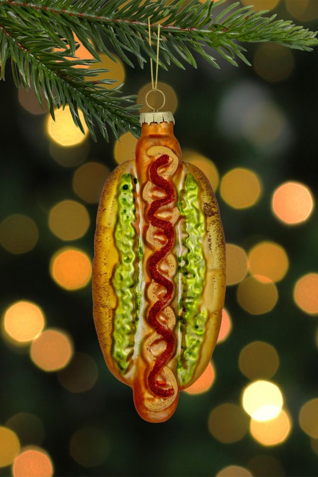 Hot Dog Glass Ornament #1