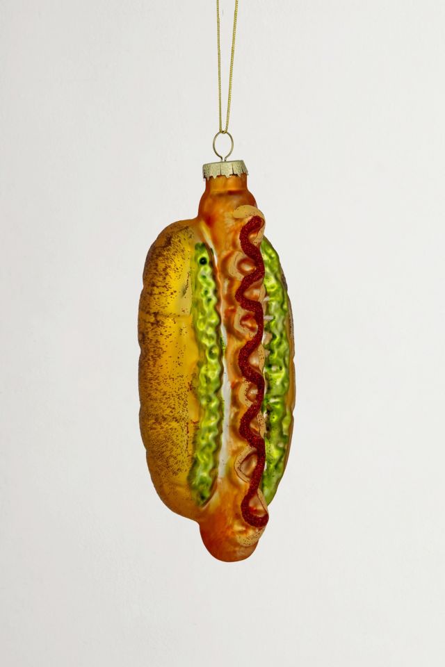 Hot Dog Glass Ornament #2
