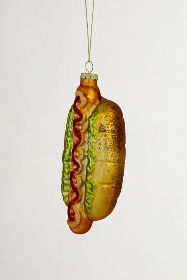 Hot Dog Glass Ornament #3