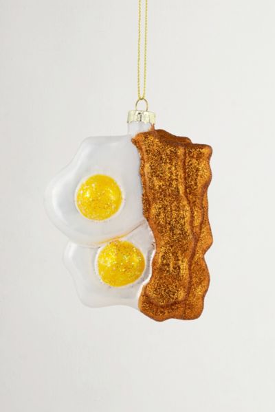 Urban Outfitters Eggs And Bacon Glittered Glass Ornament In White At  In White