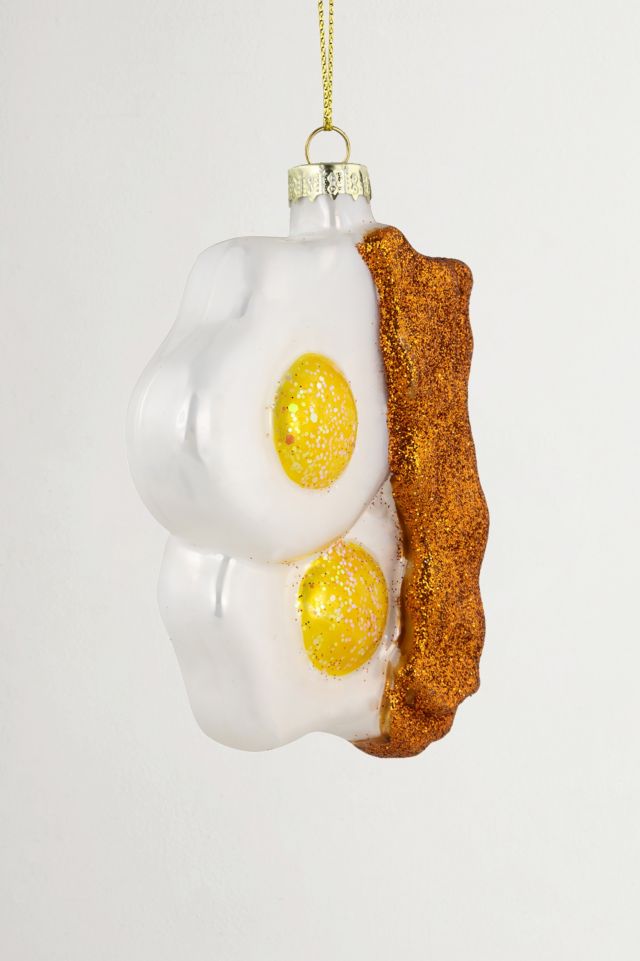 Eggs and Bacon Glittered Glass Ornament #2