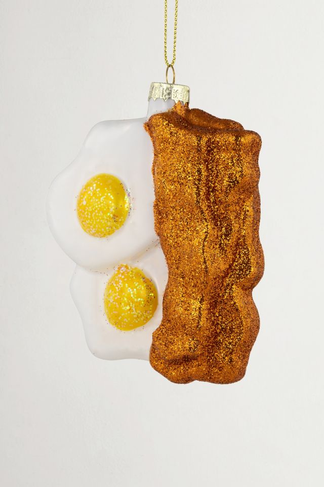 Eggs and Bacon Glittered Glass Ornament #3