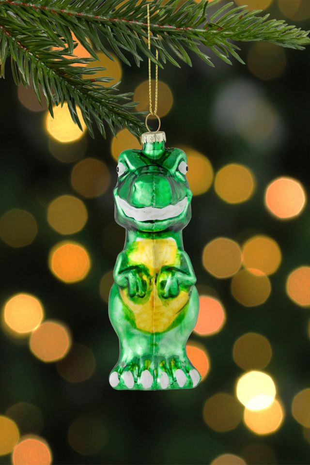 Green Dinosaur Glass Ornament #1