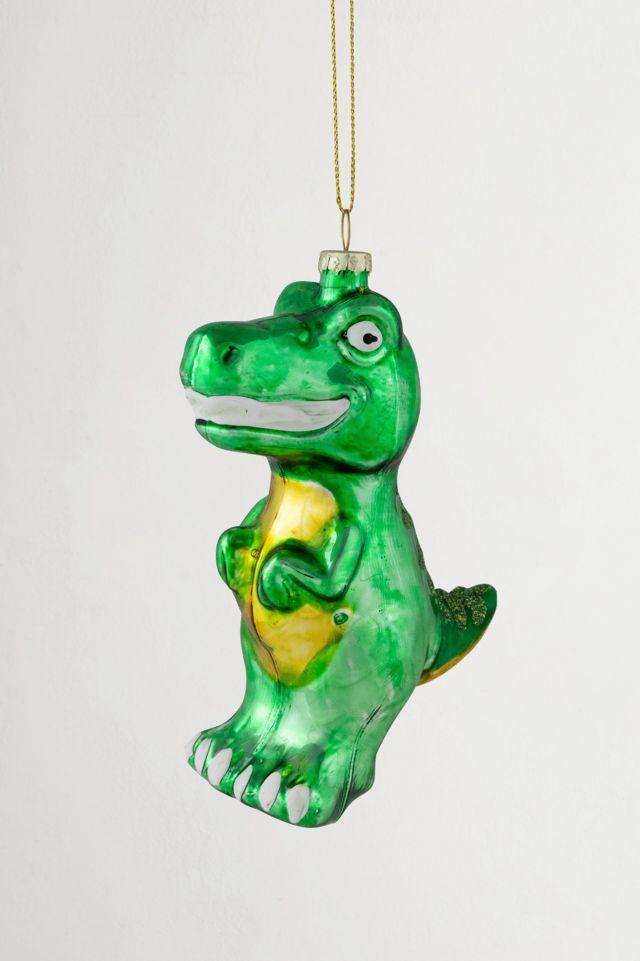 Green Dinosaur Glass Ornament #2