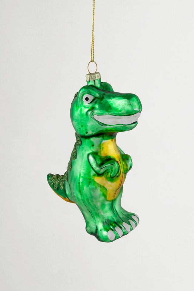 Green Dinosaur Glass Ornament #3
