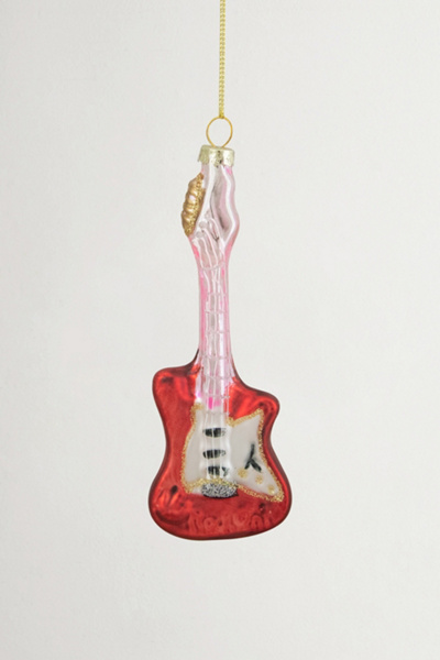 Urban Outfitters Bass Guitar Glass Ornament In Red At  In Red