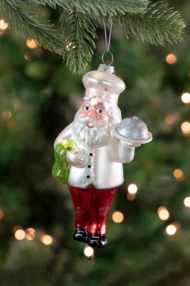 Santa Chef Glass Ornament #1