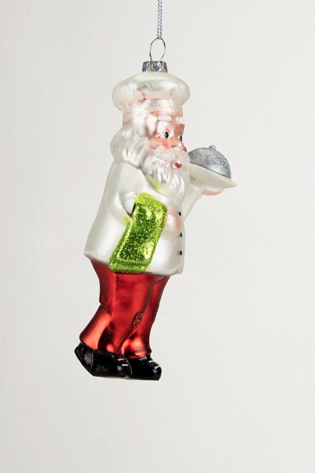 Santa Chef Glass Ornament #2