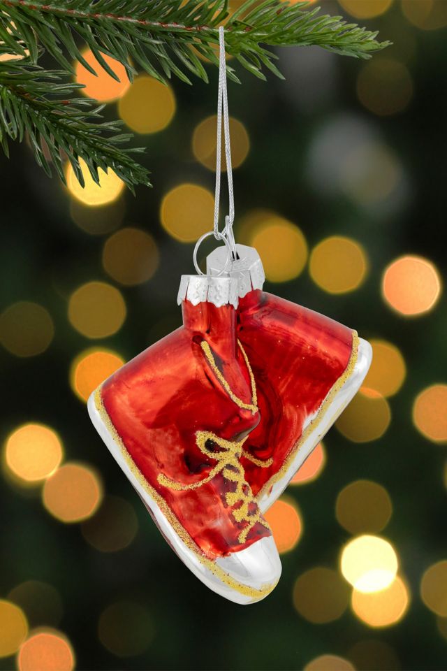 Red Sneakers Glass Ornament #1