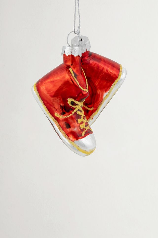 Red Sneakers Glass Ornament #2