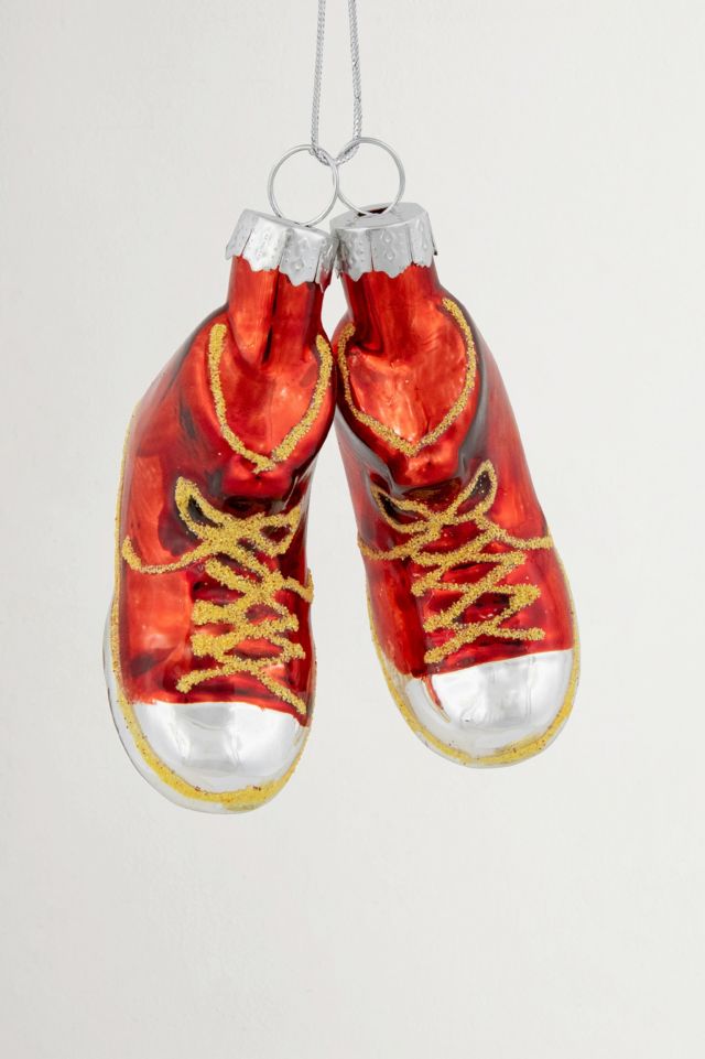 Red Sneakers Glass Ornament #3