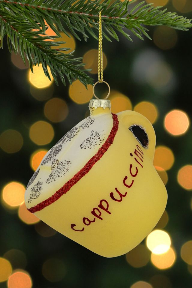 Glittered Cappucino Glass Ornament #1
