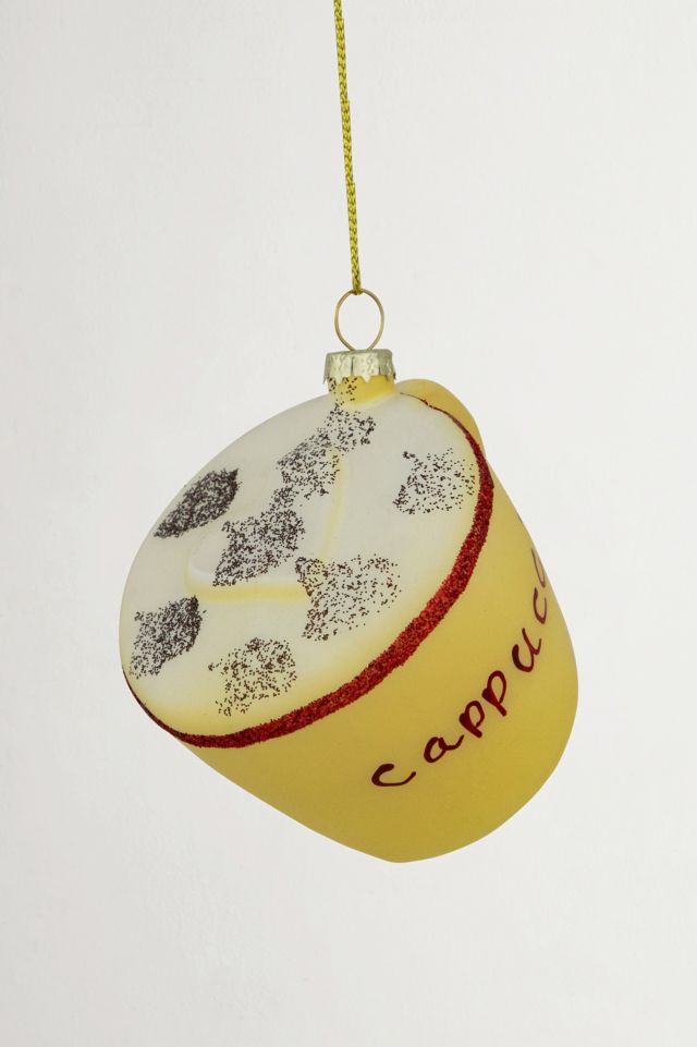 Glittered Cappucino Glass Ornament #2