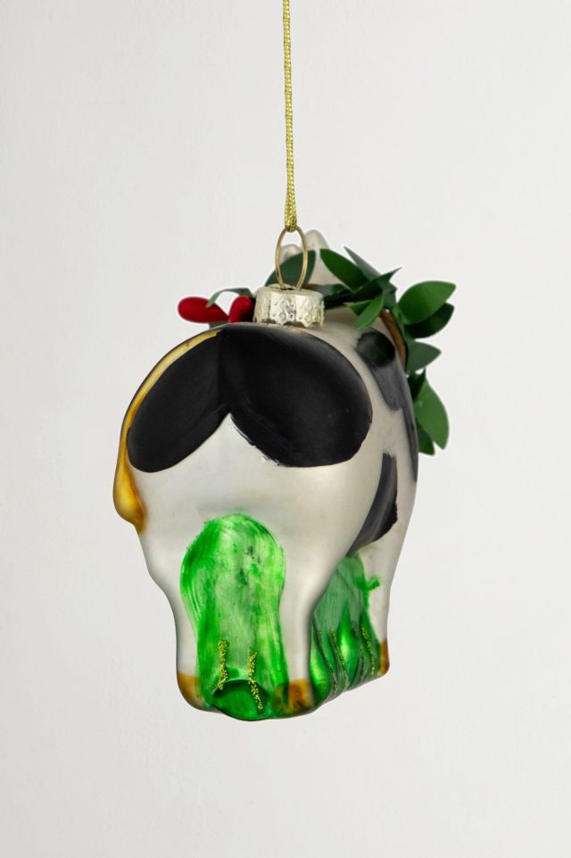 Holiday Cow Glass Ornament #4
