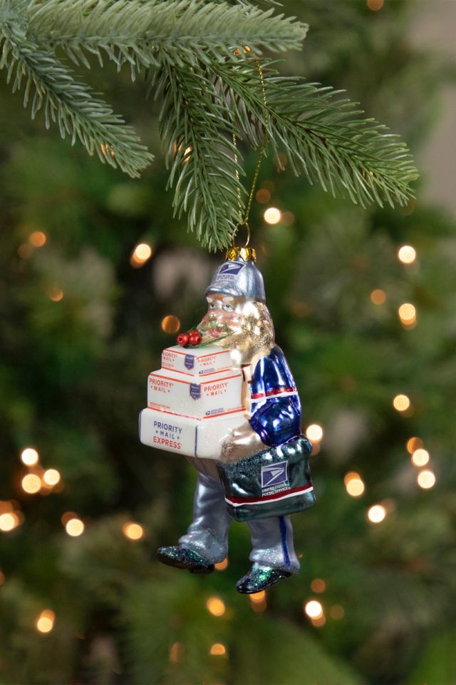 Santa Mail Carrier Glass Ornament #1