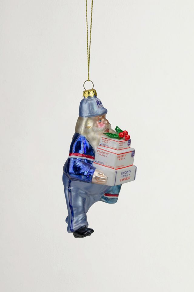 Santa Mail Carrier Glass Ornament #2