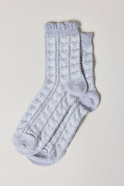 Shop Urban Outfitters Heart Applique Crew Sock In Grey, Women's At