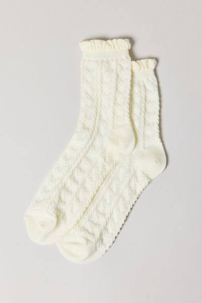 Urban Outfitters Heart Applique Crew Sock In Ivory, Women's At  In Ivory