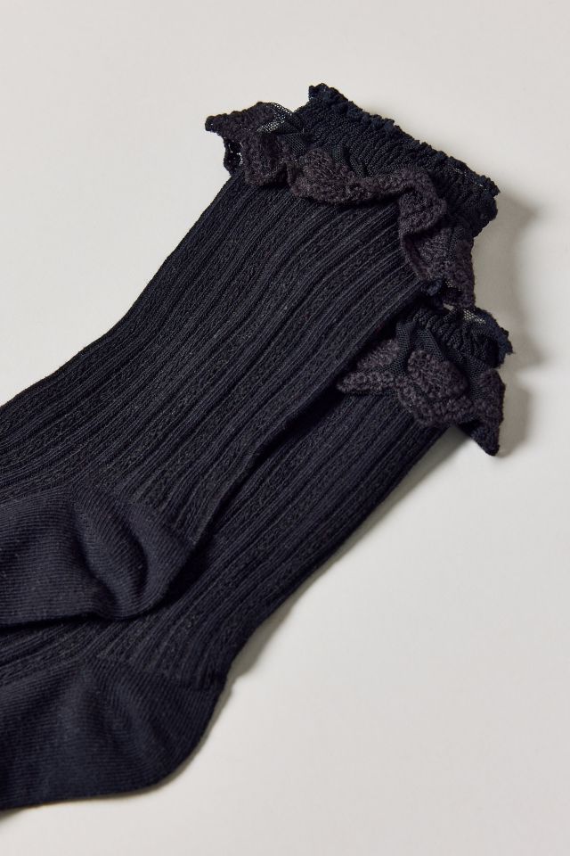 Ava Heart Lace Trim Crew Sock #1
