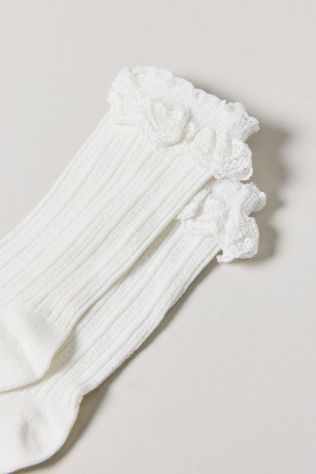 Ava Heart Lace Trim Crew Sock #1