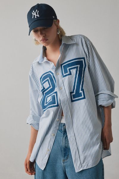 ReMADE By UO Jersey Number Graphic Button-Down Shirt
