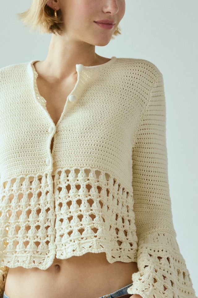 Kimchi Blue Stevie Crochet Bell Sleeve Flyaway Cardigan #1