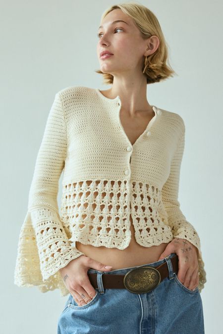 Vintage Shrunken Crochet Cardigan | Urban Outfitters Vintage Shrunken Crochet Cardigan | Urban Outfitters