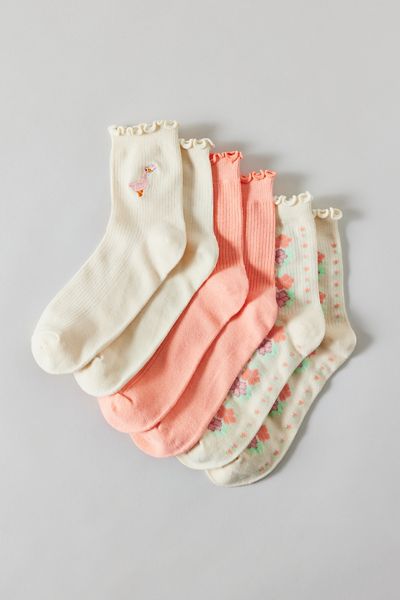 UO Lightweight Ribbed Crew Socks 3-Pack