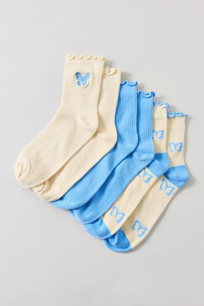 UO Lightweight Ribbed Crew Socks 3-Pack