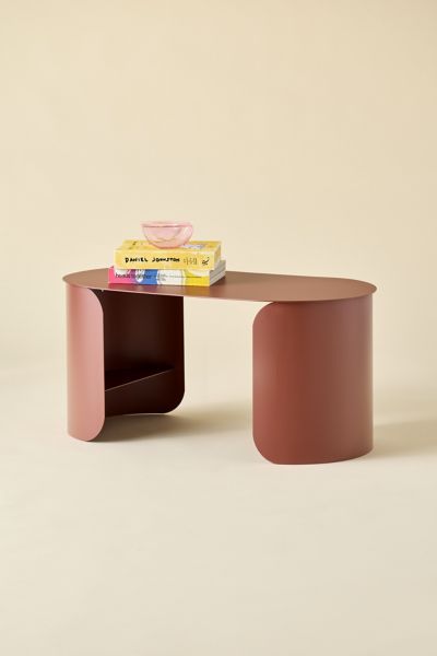 Urban Outfitters Ollie Iron Oval Coffee Table In Maroon At