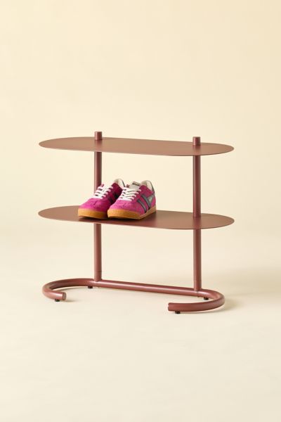 Urban Outfitters Ollie 2-tier Iron Oval Shoe Rack In Maroon At