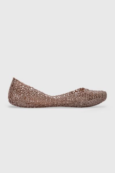 MELISSA CAMPANA PAPEL JELLY BALLERINA FLAT IN METALLIC ROSE, WOMEN'S AT URBAN OUTFITTERS 