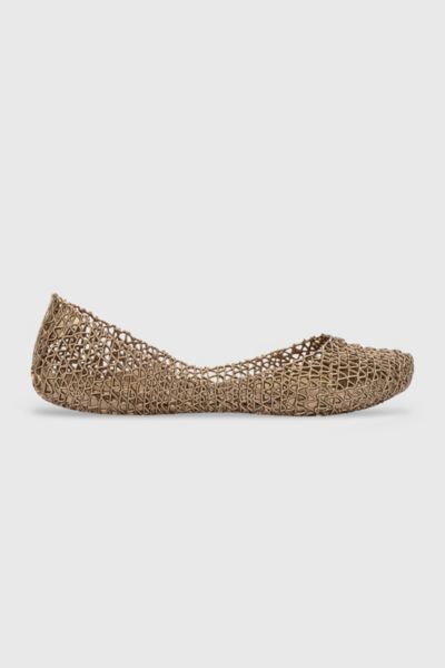 Melissa Campana Papel Jelly Ballerina Flat In Metallic Gold, Women's At Urban Outfitters In Metallic Gold