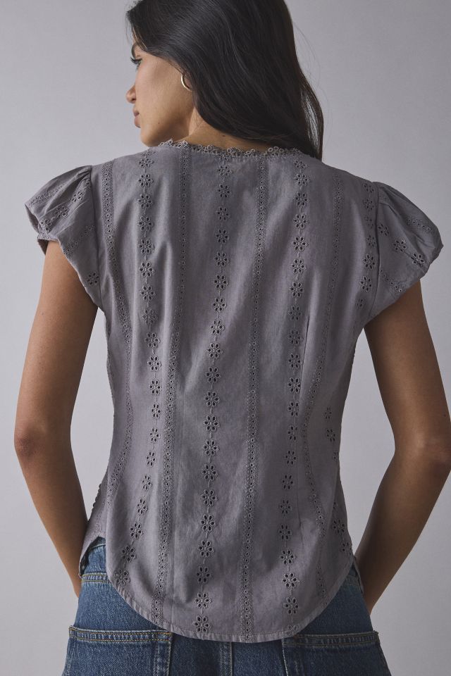 Kimchi Blue Secret Garden Eyelet Lace Tie-Front Bed Jacket #2