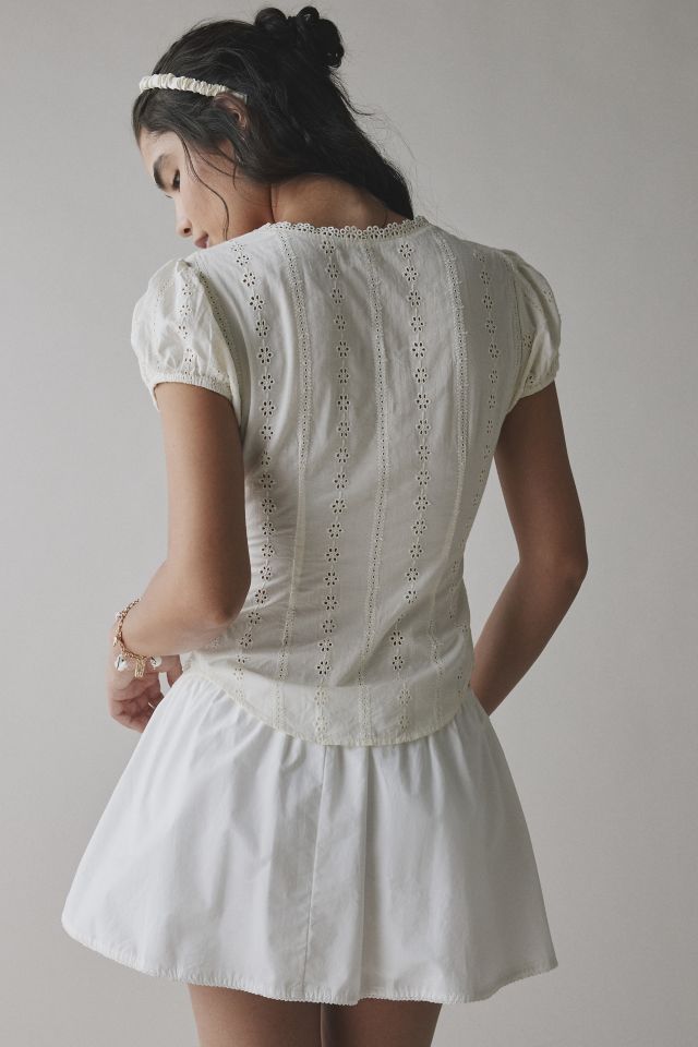 Kimchi Blue Secret Garden Eyelet Lace Tie-Front Bed Jacket #3