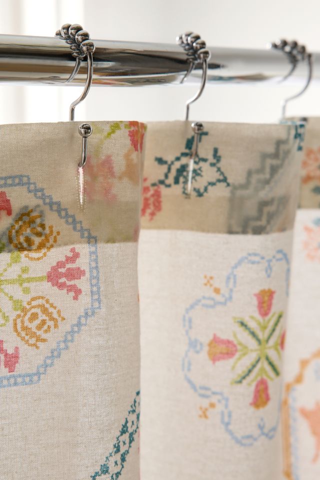 Birdie Needlepoint Printed Shower Curtain #2