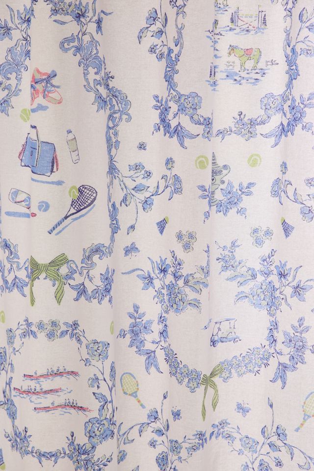 Preppy Toile Patterned Shower Curtain #1