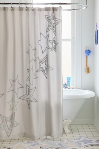 Urban Outfitters Star Icon Tufted Shower Curtain In Blue At
