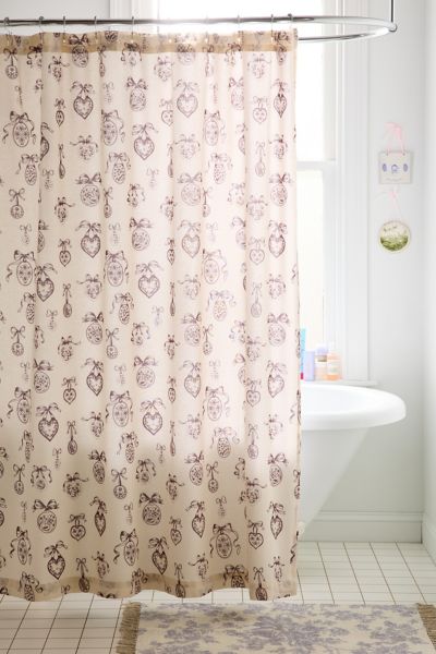 Urban Outfitters Locket Frame Patterned Shower Curtain In Black/white At
