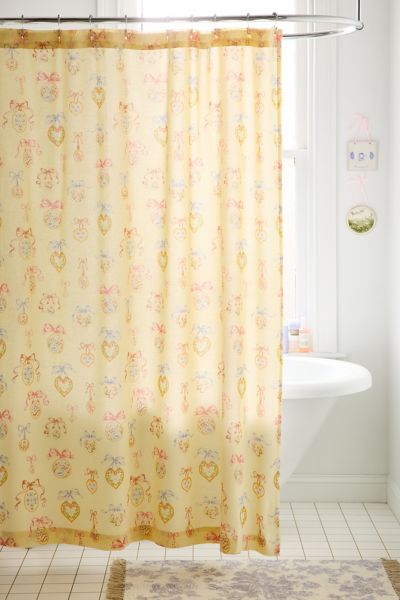 Urban Outfitters Locket Frame Patterned Shower Curtain In Bright Yellow At